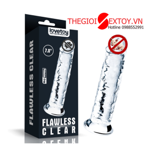 Dương vật giả LoveToy cao cấp Flawless Clear Dildo 7.0'' trong suốt mềm mịn DV151A