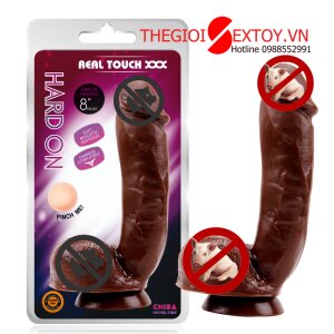 Dương vật giả cương cứng không rung Chisa dòng Hard On Vibrating 8'' Dildo Brown DV104B