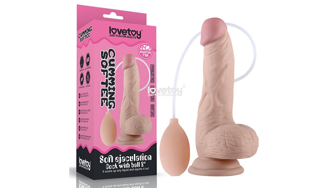 Dương vật giả LoveToy dòng 8" Soft Ejaculation Cock With Ball DV152