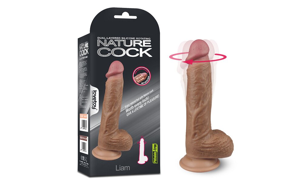 Dương vật giả LoveToy dòng 8.5" Dual layered Silicone Rotating Nature Cock Liam DV147