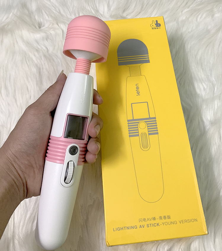 Chày rung massage điểm G sưởi ấm xoay 360 màn hình LCD Leten