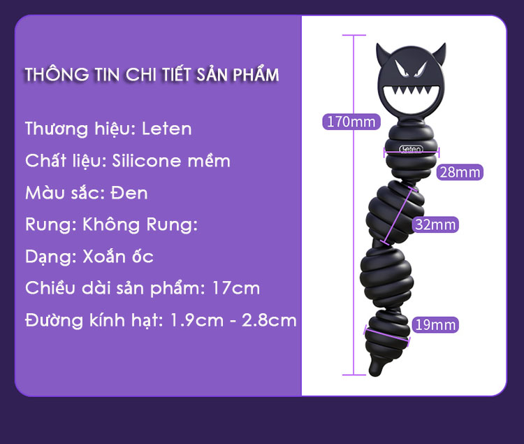 Phích hậu môn yêu quái 4 nút xoắn Leten Devil Anal Bead