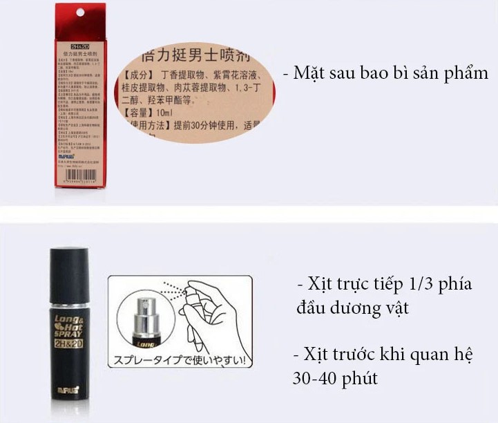 thuốc xịt chống xuất tinh sớm của Nhật Long Hot Spray