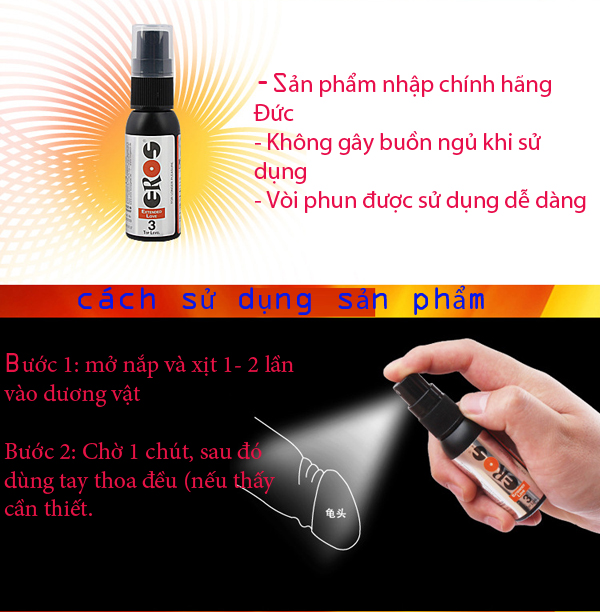 xịt kéo dài thời gian Eros Extended Love 30ml cấp độ 3